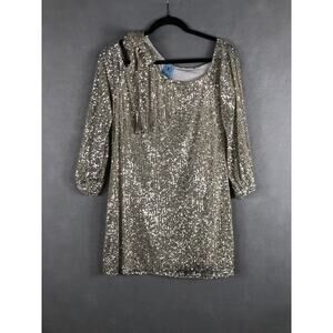 CeCe Women's Size Large One Shoulder Sequin Dress in Champagne NEW